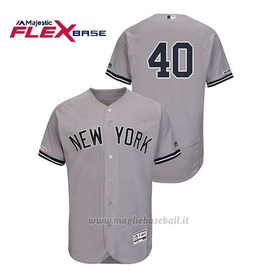 Maglia Baseball Uomo New York Yankees Luis Severino 150th Aniversario Patch Flex Base Grigio